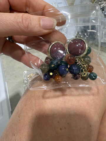 Vintage Acrylic Beaded Dangle Earrings
