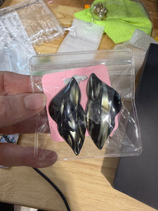 Vintage Large Black Acrylic Sculptural Post Earrings