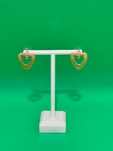 Vintage Petite Gold Heart CZ Post Stud Earrings