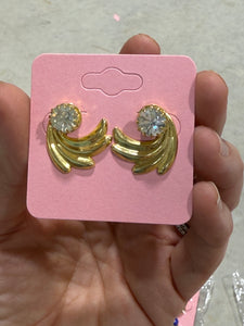Vintage Gold and CZ Stud Post Earrings