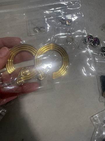 Vintage Large Column Gold Clip On Hoops