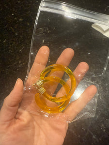 Vintage Yellow Acrylic Post Hoop Earrings