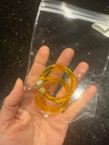 Vintage Yellow Acrylic Post Hoop Earrings