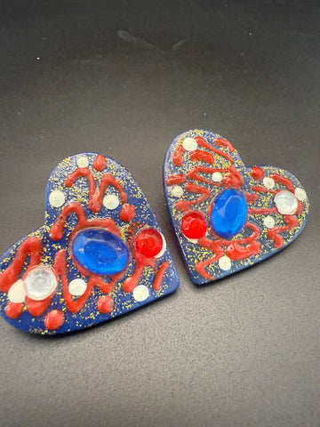 Vintage 80s Handmade Heart Earrings