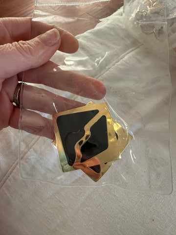 Vintage Large Gold and Black Square Post Earrings