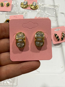 Vintage Edelweiss S.A.L. Swarovski Gold Tone Clear Crystal Clip On Earrings