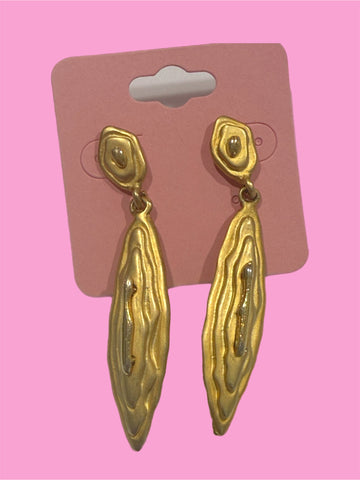 Vintage Large Matte Gold Swirl Drop Post Earrings