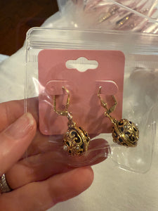 Vintage Gold and Pearl Ornate Ball Drop Earrings