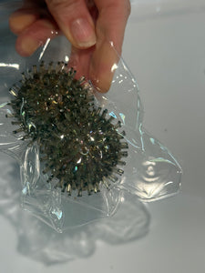 Vintage Large Ab Clear Sequin Spike Round Ball Screw Back Earrings