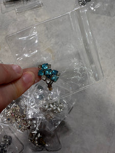 Vintage Blue Rhinestone Screwback Clip Ons
