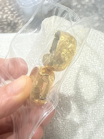Vintage Fat Hammered Gold Clip On Hoops