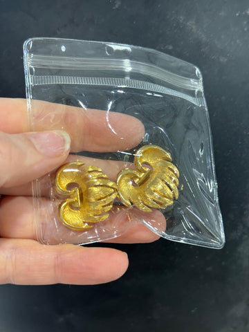 Vintage Gold Heart On Fire Clip On Earrings
