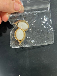 Vintage Trifari Gold And White Clip Ons
