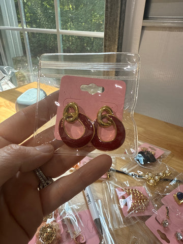 Vintage Red and Gold Door Knocker Enamel Post Earrings