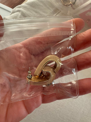Vintage Tan And Gold Hoops Stine Earrings