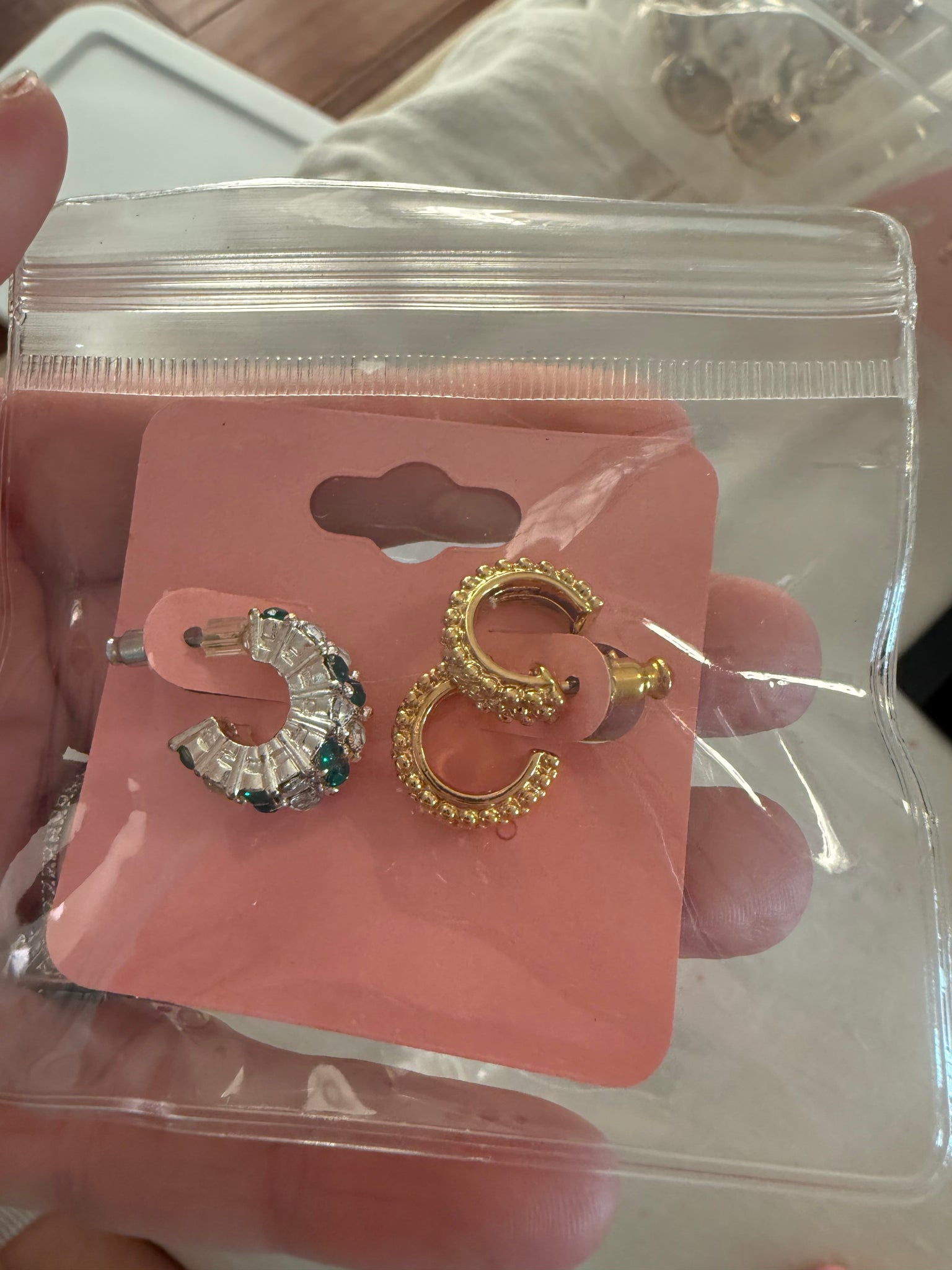 Vintage Set of Petite CZ and Gem Hoops
