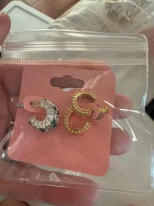 Vintage Set of Petite CZ and Gem Hoops