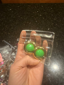 Vintage  Gold and Green Acrylic Post Earrings