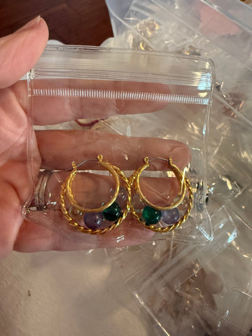Vintage Gold Bead Hoop Post Earrings