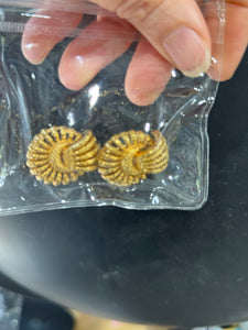 Gold Art Deco Petite Clip On Earrings