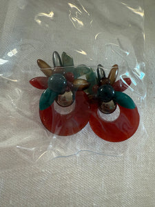 Vintage Acrylic Fall Pineapple Shoed Earrings