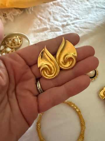 Small Gold Swirl Tear Drop Earrings
